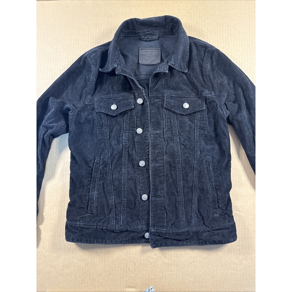 Abercrombie & Fitch Mens Corduroy Trucker Jacket Dark Slate Gray Size Small